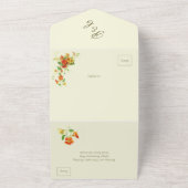  Bloemenspray Sinaasappel en Geel Bruiloft All In One Uitnodiging (Buitenkant)