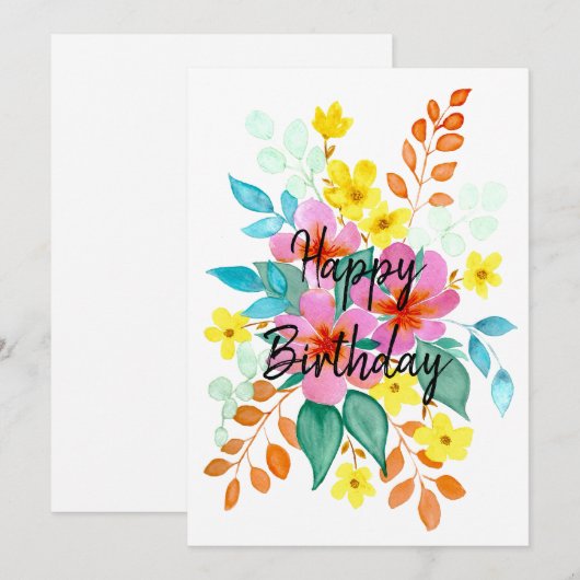 Bloemenspray verjaardagskaart kaart (Voorkant / Achterkant)