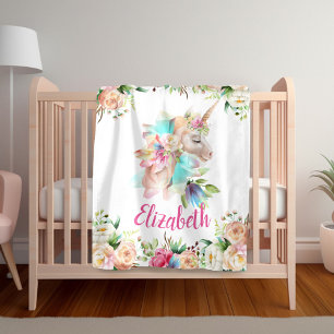 Bloemensprei voor meisjes met eenhoorn fleece deken