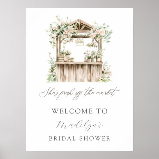 Bloemenstandaard vers van de markt Bruids Welkom Poster (Voorkant)