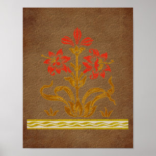 Bloemenstencil op verouderd papier kunst poster