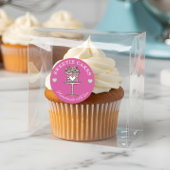 Bloemenstijl Bakery Cake & Stand Logo Roze Ronde Sticker