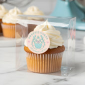 Bloemenstijl Bakkerij Cupcake Logo Blush Roze Ronde Sticker