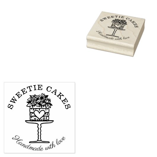 Bloemenstijl Bakkerijtaart & Stand Logo Rubberstempel (Gestempeld)