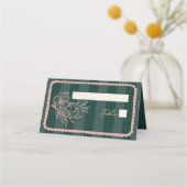 Bloemenstreep Hand getrokken Lijst Groene bruiloft Plaatskaartje (Voorkant)