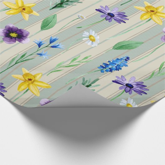 Bloemenstrepen Cadeaupapier (Hoek)