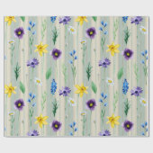 Bloemenstrepen Cadeaupapier (Vlak)