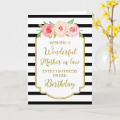  Bloemenstrepen Moeder in de wet Verjaardag Kaart (Gele Bloem)