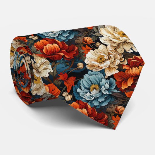 Bloemenstrepen Stropdas (Opgerold)