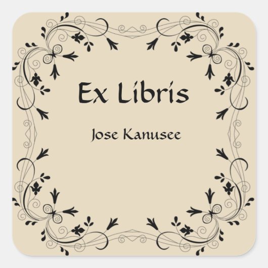  Bloemenstrikken en regendruppels Boekplaat Vierkante Sticker (Voorkant)