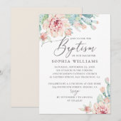 Bloemensucculente Waterverf | Elegante doop Kaart (Voorkant / Achterkant)