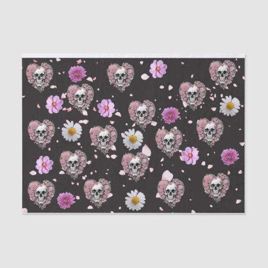 Bloemensuiker hart schedels decoupage tissuepapier (Voorkant)