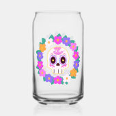 Bloemensuiker schedel blikvorm glas (Voorkant)