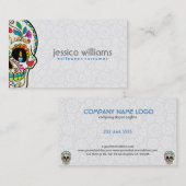 Bloemensuiker schedel brandende kaarsen visitekaartje (Voorkant / Achterkant)