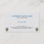 Bloemensuiker schedel brandende kaarsen visitekaartje (Achterkant)