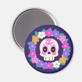 Bloemensuiker schedel magneet (Voorkant / Achterkant)