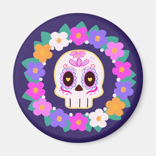 Bloemensuiker schedel magneet (Voorkant)