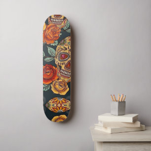 Bloemensuiker Schedel Shirt, Dag van de Doden Persoonlijk Skateboard