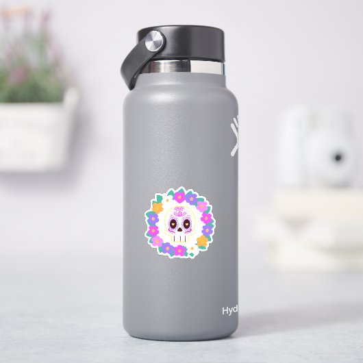 Bloemensuiker schedel sticker (HydroFlask)
