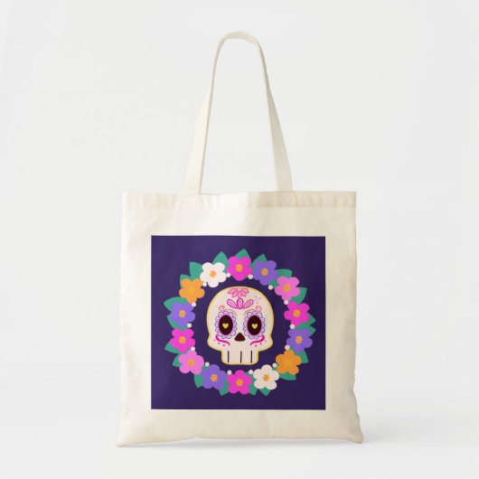 Bloemensuiker schedel tote bag (Voorkant)