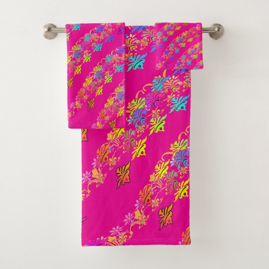 Bloemensymbolen Hot Pink  Bad Handdoek (Insitu)