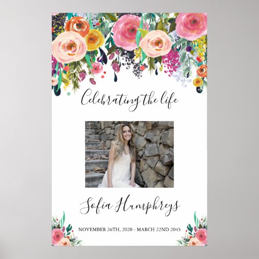 Bloemensymbool levensfeest welkomstbord, foto poster (Voorkant)