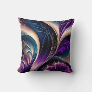 Bloemensymfonie - Deep Purple - Goud Abstracte Kun Kussen