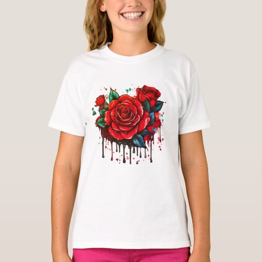 Bloemensymfonie: Waterverf Bloemontwerp Print T-shirt (Voorkant)