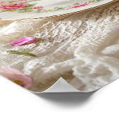 Bloementafel, theekopjes, trays macarons queen poster (Hoek)