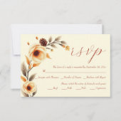 Bloementak met perzik bloemen vallen bruiloft RSVP kaartje (Voorkant)