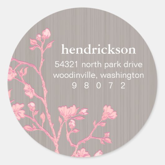Bloementak rond adreslabel ronde sticker (Voorkant)