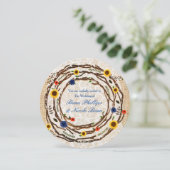 Bloementakken Burlap & Lace bruiloft uitnodiging (Staand voorkant)