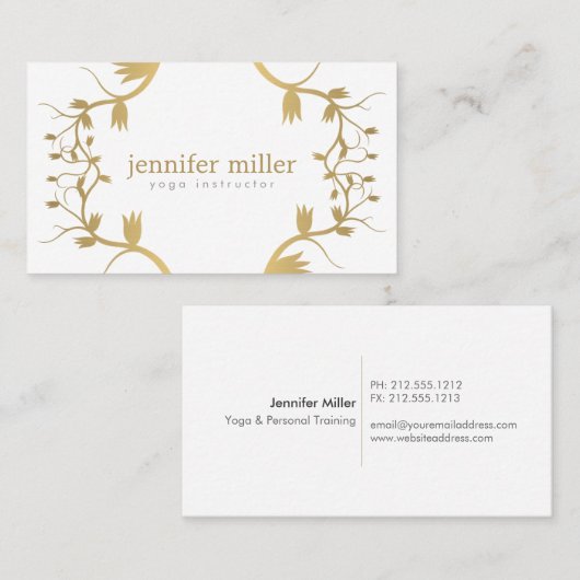 BLOEMENTAKKEN IN GOUD VISITEKAARTJE (Voorkant / Achterkant)