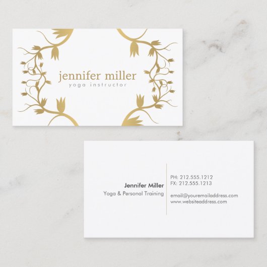 BLOEMENTAKKEN IN GOUD VISITEKAARTJE (Voorkant / Achterkant)