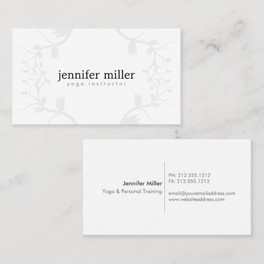 BLOEMENTAKKEN IN LICHTGRIJS VISITEKAARTJE (Voorkant / Achterkant)