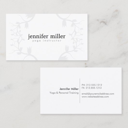 BLOEMENTAKKEN IN LICHTGRIJS VISITEKAARTJE (Voorkant / Achterkant)