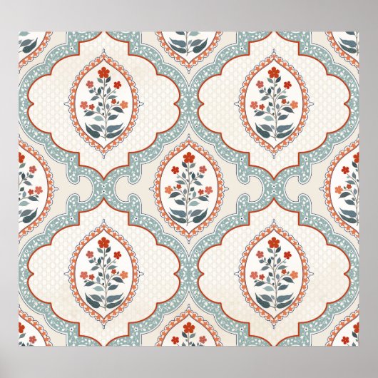 bloementakken, Indiase textiel. Poster (Voorkant)