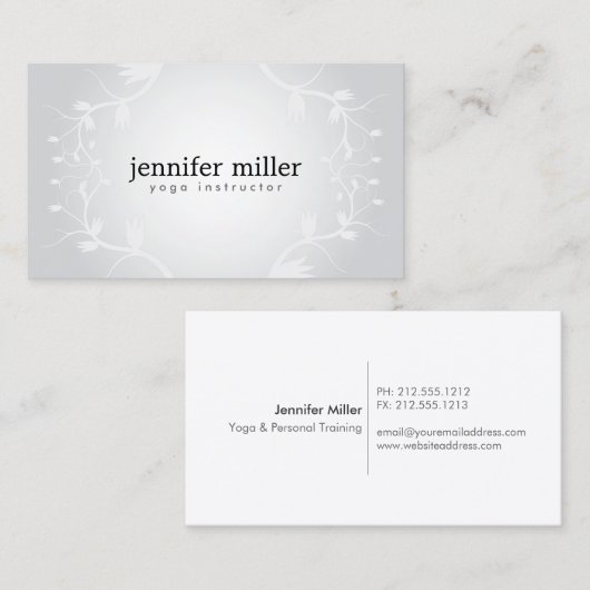 BLOEMENTAKKEN OP GRIJZE ACHTERGROND VISITEKAARTJE (Voorkant / Achterkant)