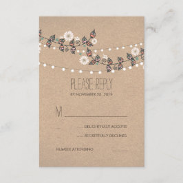 Bloementakken String of Lights Bruiloft RSVP Kaart
