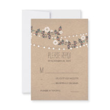 Bloementakken String of Lights Bruiloft RSVP Kaart