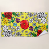 Bloementapijt met klaproos strandlaken (Voorkant)