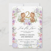 Bloementeddyberen thee voor twee 2e verjaardagsfee kaart (Voorkant)