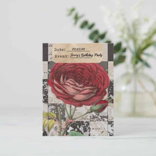 bloementeelt Birthday Party Save Date Briefkaart (Staand voorkant)