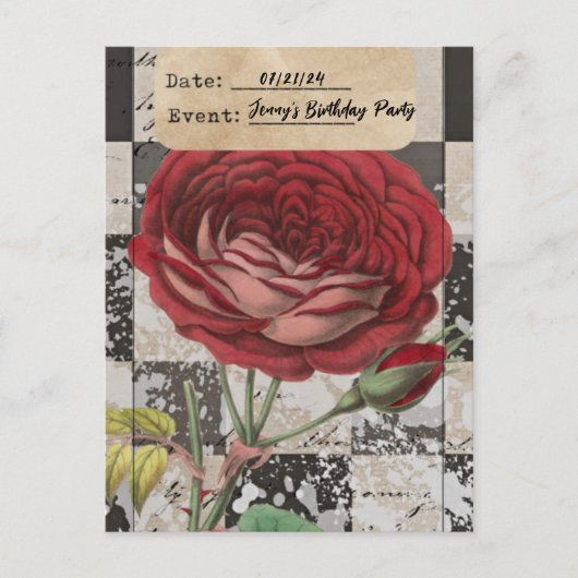  bloementeelt Birthday Party Save Date Briefkaart (Voorkant)