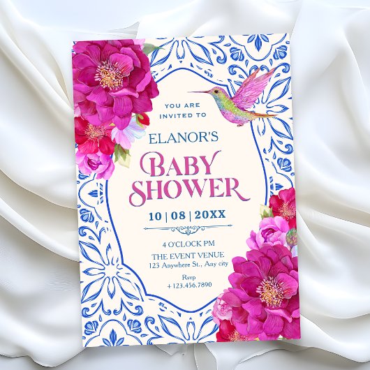 Bloementegels baby shower kaart