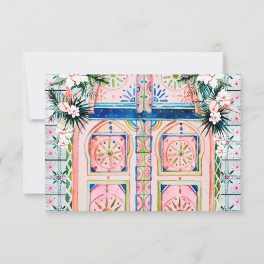 Bloementegels | Marokkaans Tropisch Huwelijk RSVP (Achterkant)