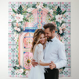 Bloementegels | Marokkaanse Tropic Huwelijksfotoca Wandkleed
