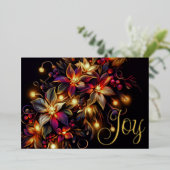 Bloementekening Kerstvakantie Bloemenvreugde Folie Feestdagenkaart (Staand Voorkant)