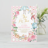 Bloementhee voor Two Alice in Wonderland Verjaarda Kaart (Staand voorkant)