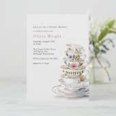 Bloementheekopjes Bruids Theeschoen Kaart (Staand voorkant)